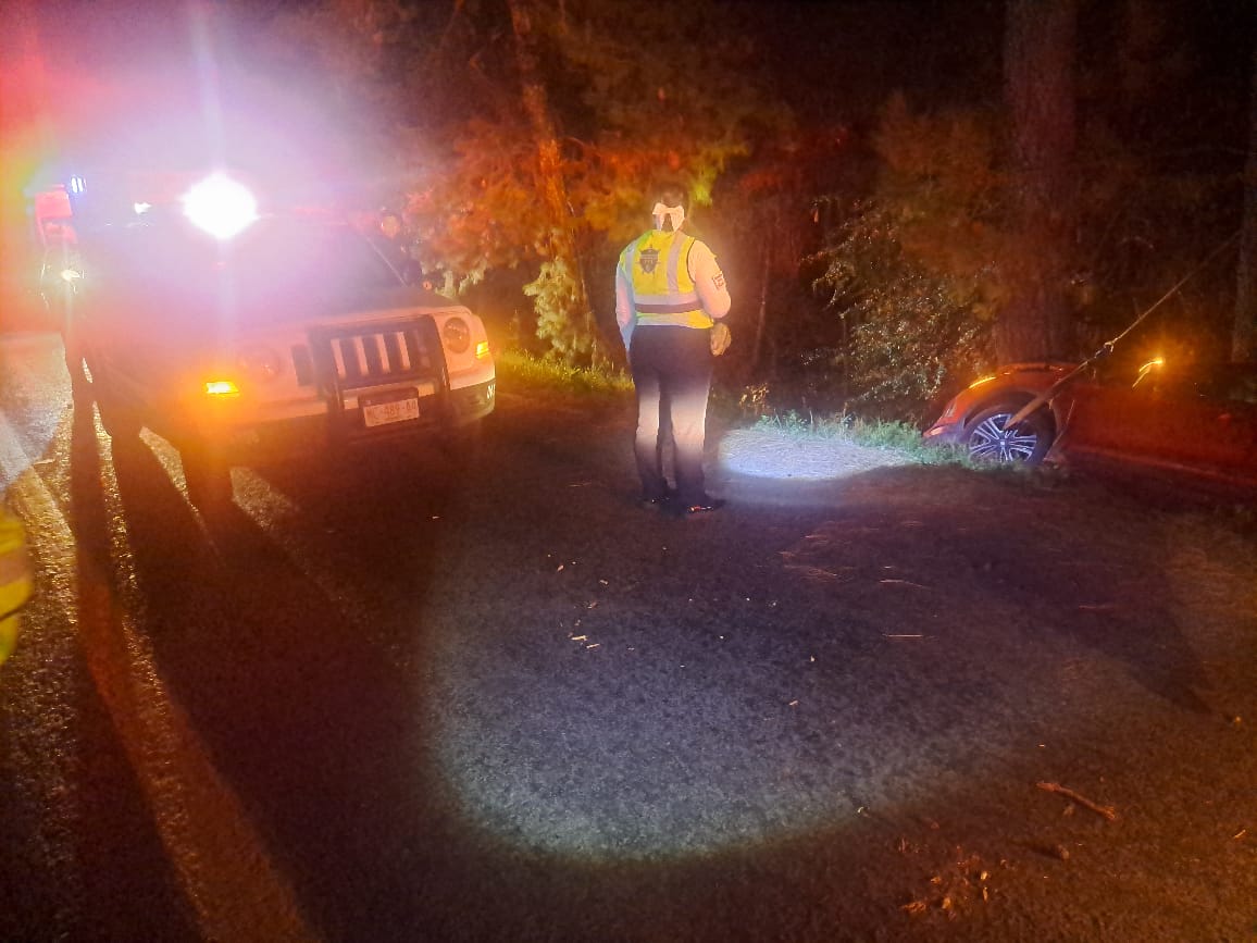 Tres lesionados al perder el control del vehículo, salir de la carretera e impactarse contra un árbol