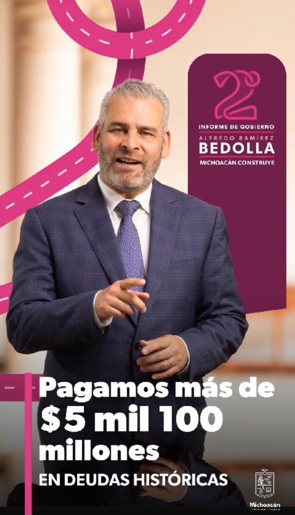 Pagó Gobierno de Bedolla más de 5 mil 100 mdp de deuda heredada.