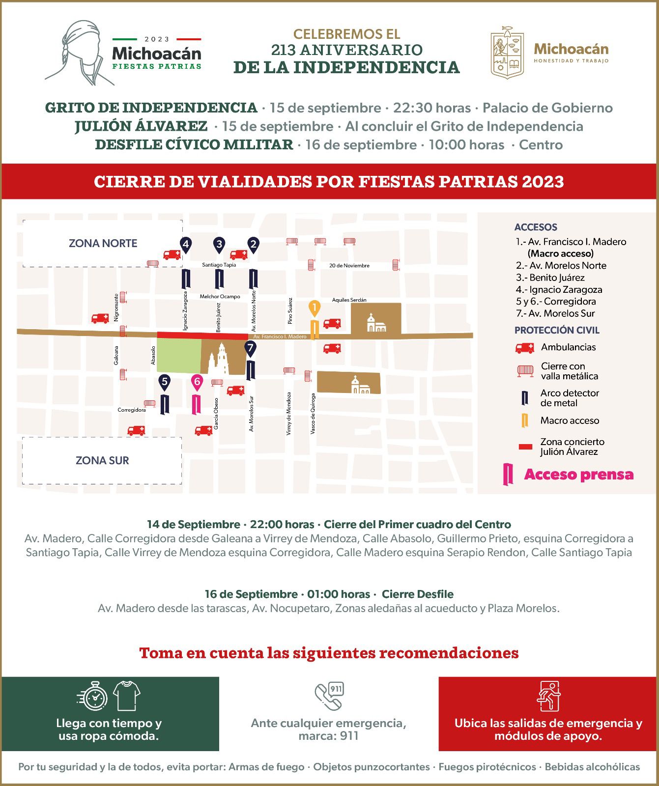 Estos son los siete puntos de acceso al Centro, por fiestas patrias.