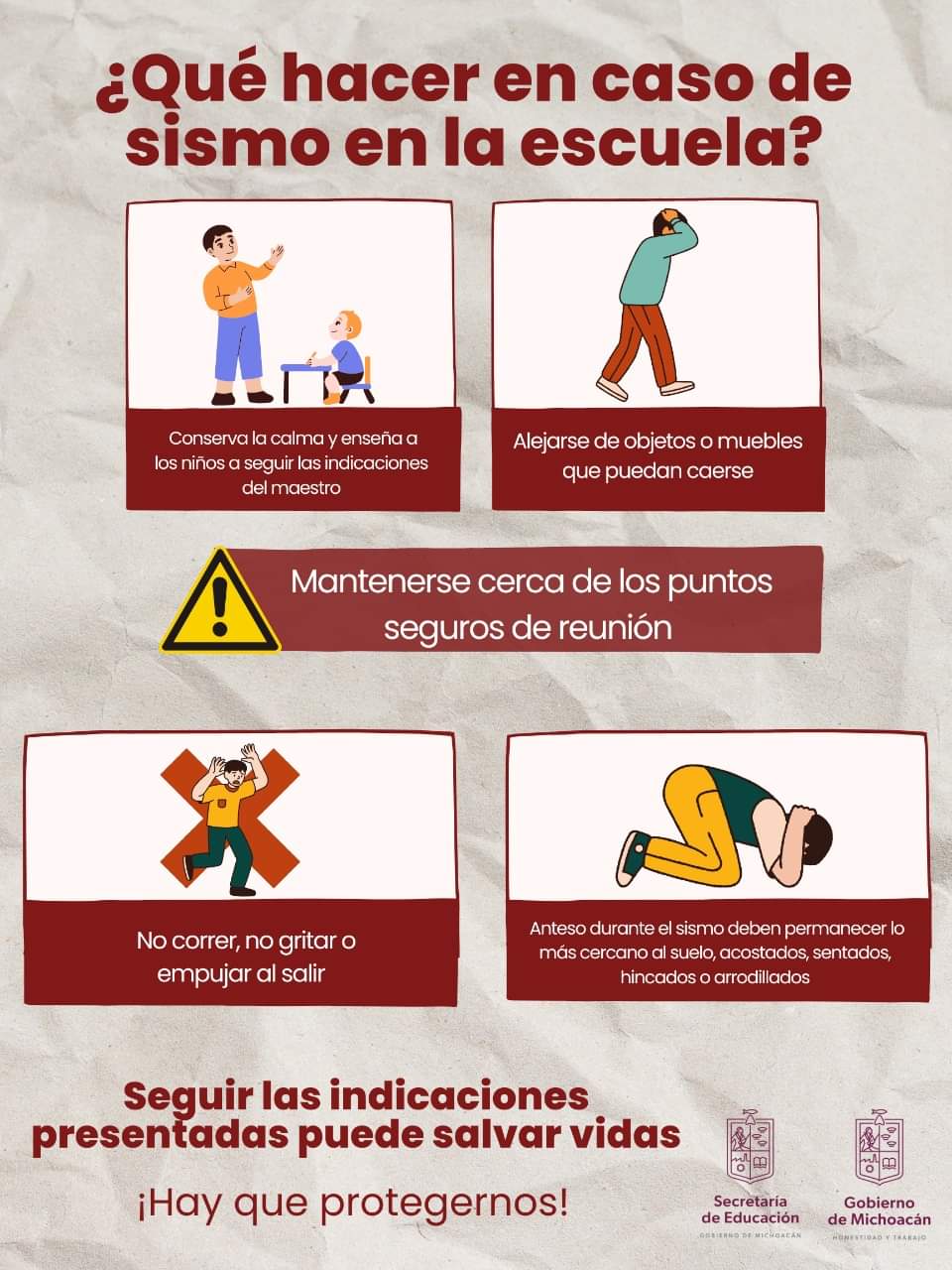 Este martes, simulacro de sismo en escuelas de Michoacán.