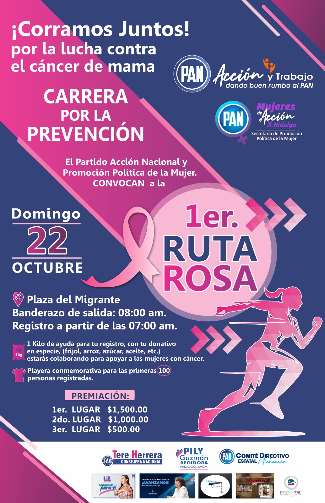 El PAN realizará una carrera atlética denominada primera ruta rosa