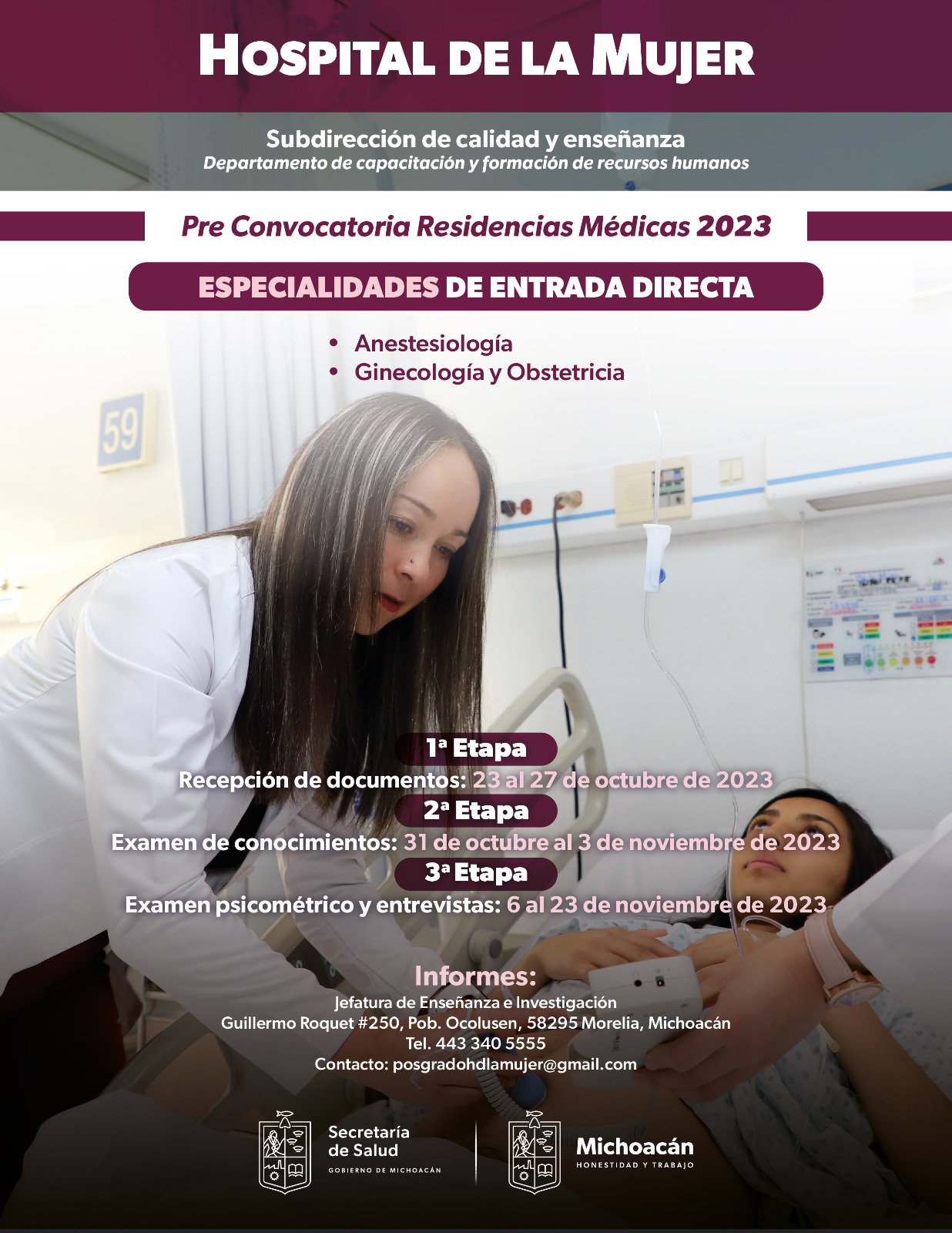 SSM convoca a médicos para residencias en hospitales de Morelia