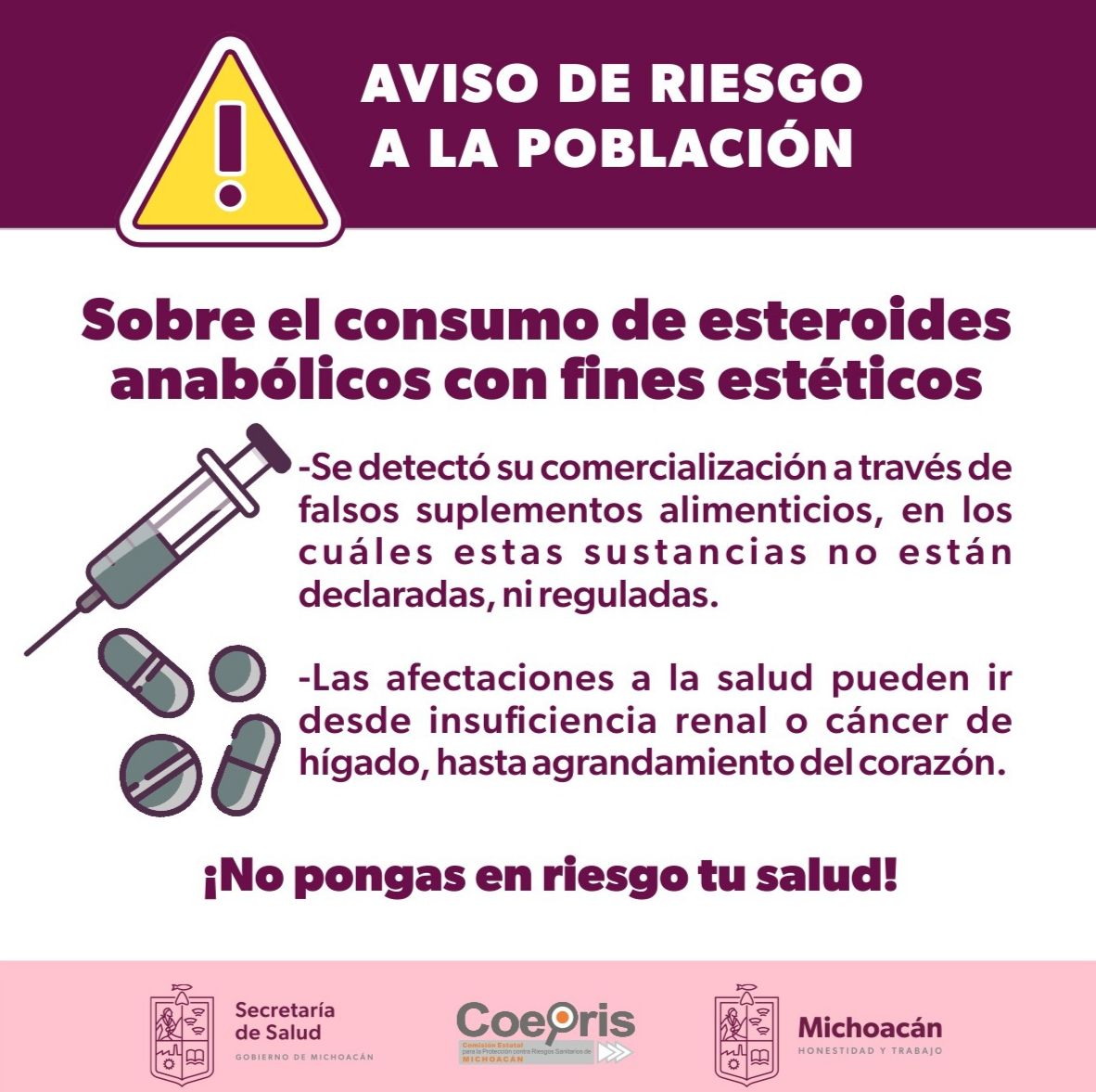 SSM alerta sobre consumo de esteroides anabólicos con fines estéticos