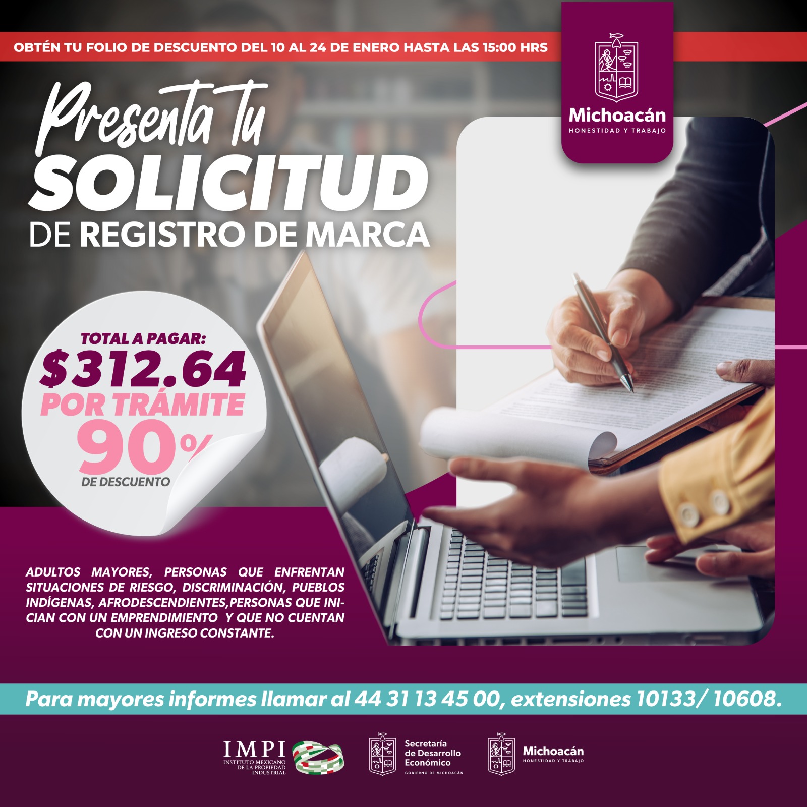 Registra tu marca en el IMPI con 90 % de descuento; Sedeco te dice cómo.