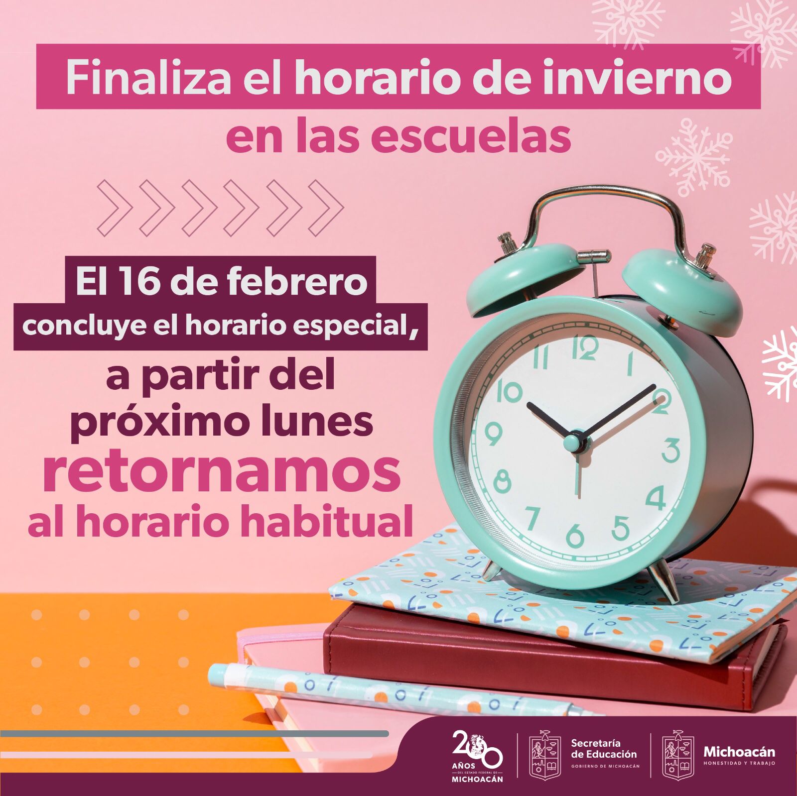 Termina horario invernal de entrada a las escuelas: SEE