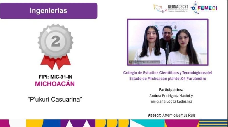 Alumnas del Cecytem ganan segundo lugar en Feria de Ciencias e Ingeniería