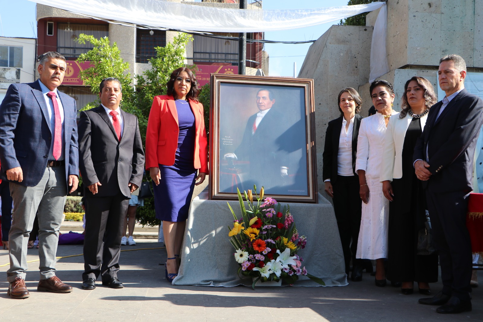 Graciela Guzmán Bucio, presidenta provisional del Hidalgo, presidió el acto conmemorativo del del 218 Aniversario del Natalicio de Don Benito Juárez