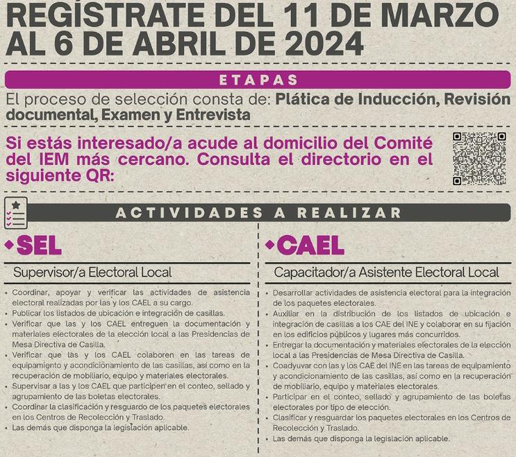 El IEM invita a ciudadanos a participar como SEL y CAEL