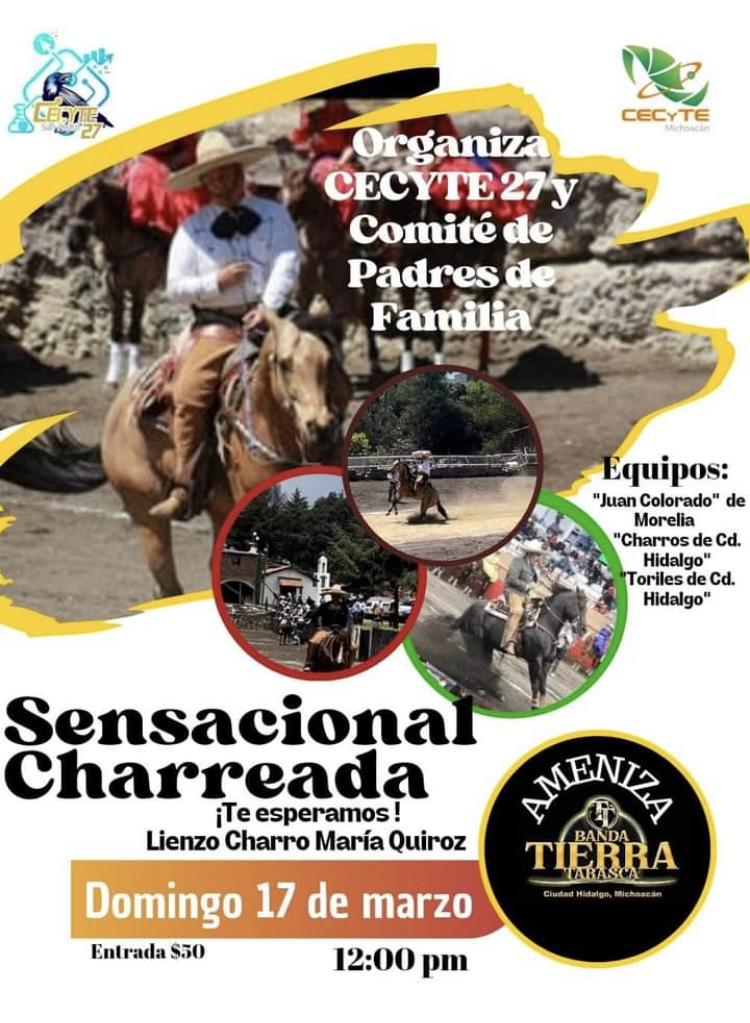 El CECyTEM 27 invita charreada para el domingo 17 de marzo