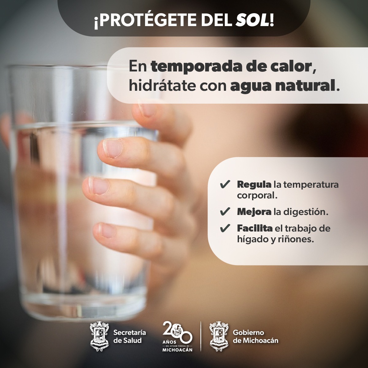 Ante onda de calor, SSM recomienda consumir de 2 a 3 litros de agua