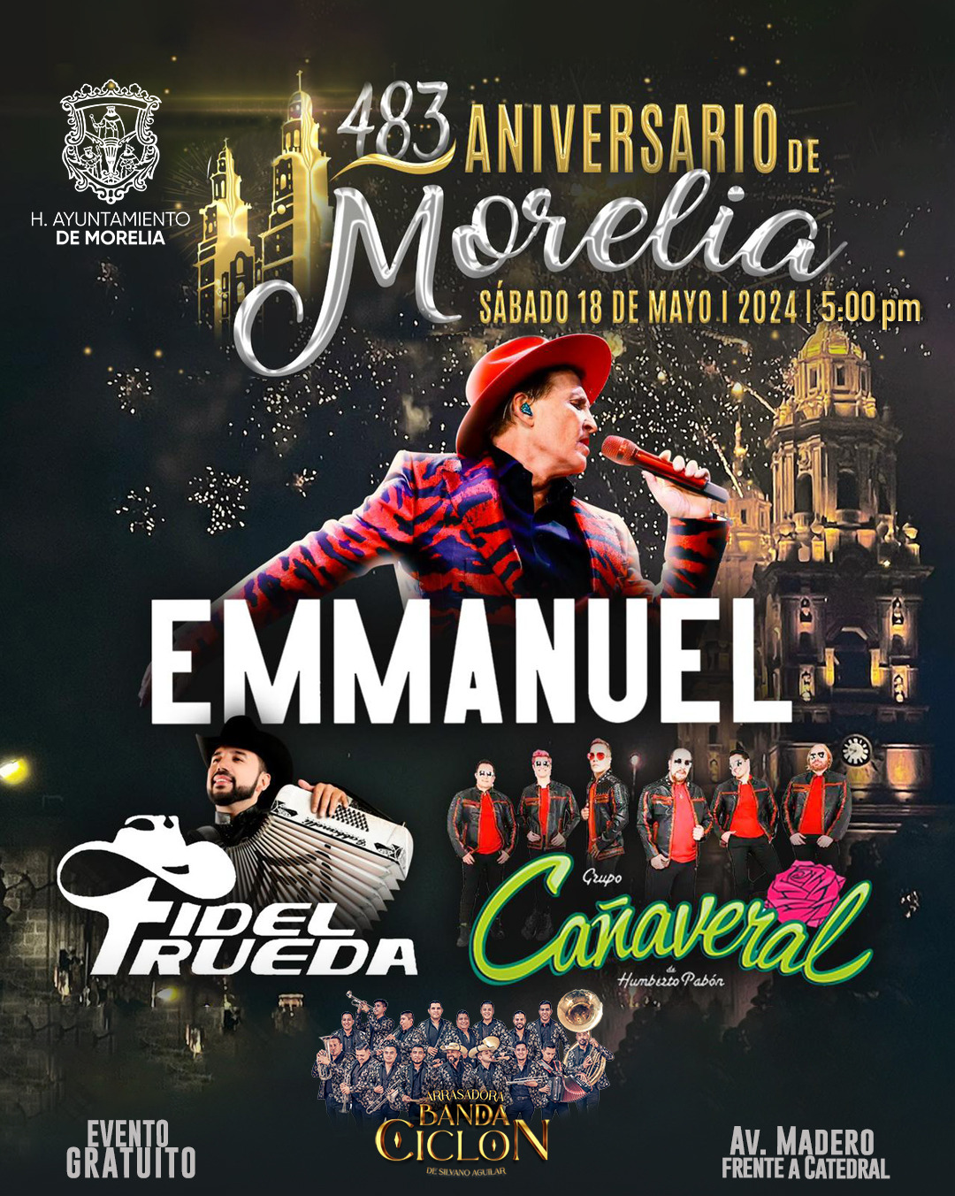 Emmanuel, encabeza concierto por Aniversario de Morelia El Clarín