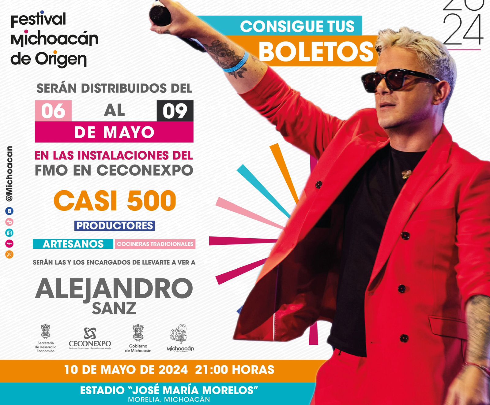 Hoy inicia entrega de boletos para el concierto de Alejandro Sanz en el Festival de Origen.