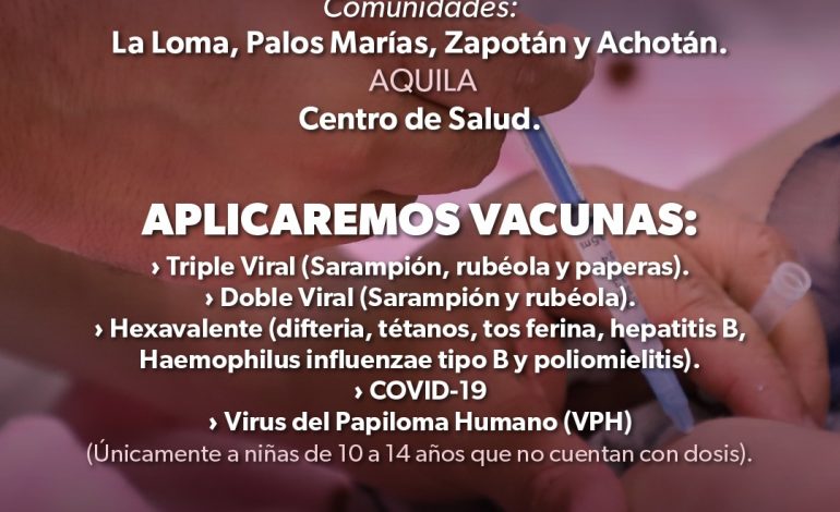 SSM vacunará a niñas y niños de Coahuayana y Aquila