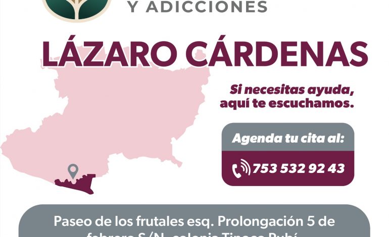 SSM atiende sin costo salud mental y adicciones en Lázaro Cárdenas