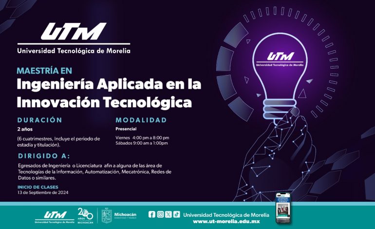 UTM abre convocatoria para maestría en Innovación Tecnológica