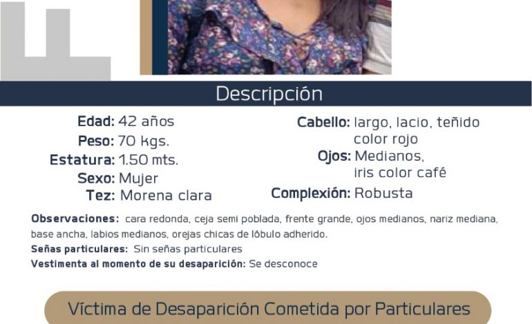 Ofrece FGE recompensa para localizar a María Madrigal Ledezma, víctima de desaparición cometida por particulares