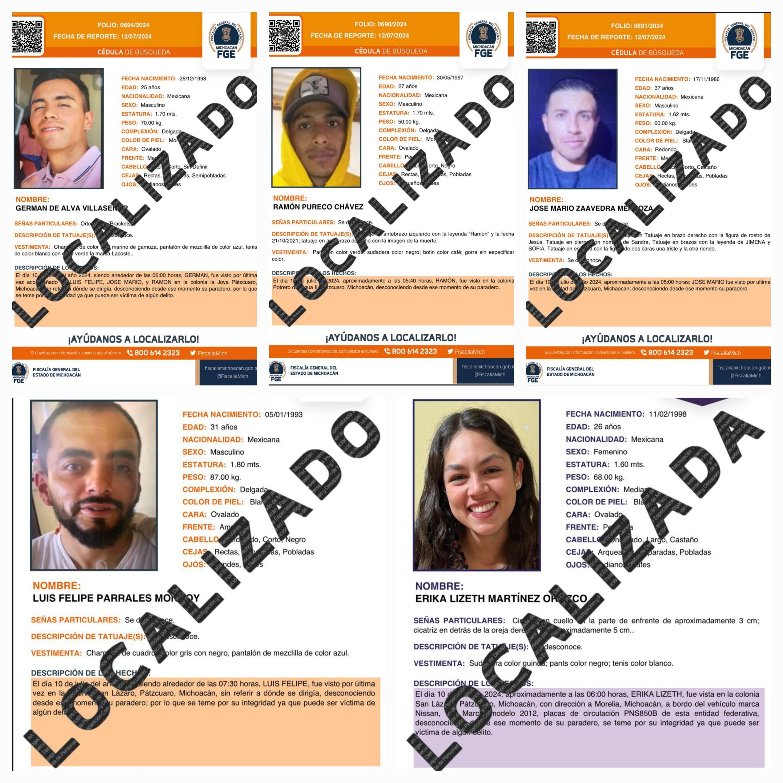 LOCALIZADOS CON VIDA LOS 5 DESAPARECIDOS EN CUITZEO.