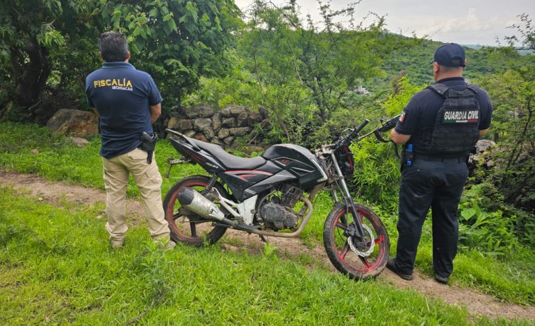 En acciones distintas, asegura FGE narcótico, dos motocicletas y detiene a dos personas en Tanhuato y Puruándiro, respectivamente