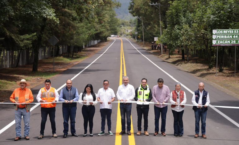 Inaugura Bedolla rehabilitación carretera Uruapan-Peribán