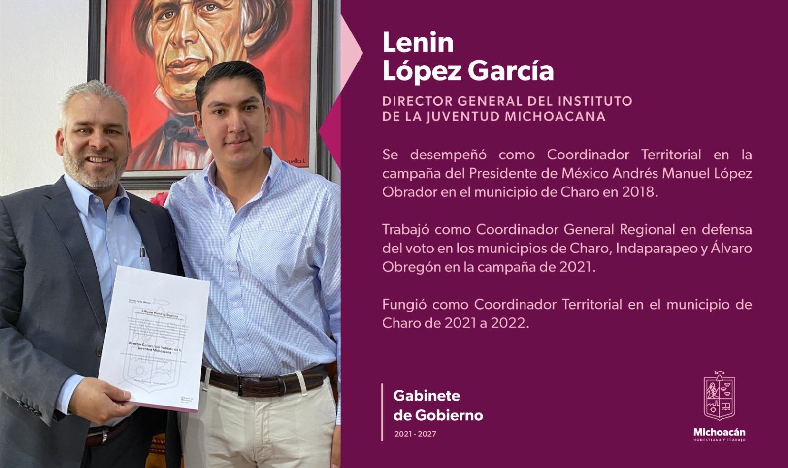 Nombra Bedolla a Lenin López como director general del Ijumich.