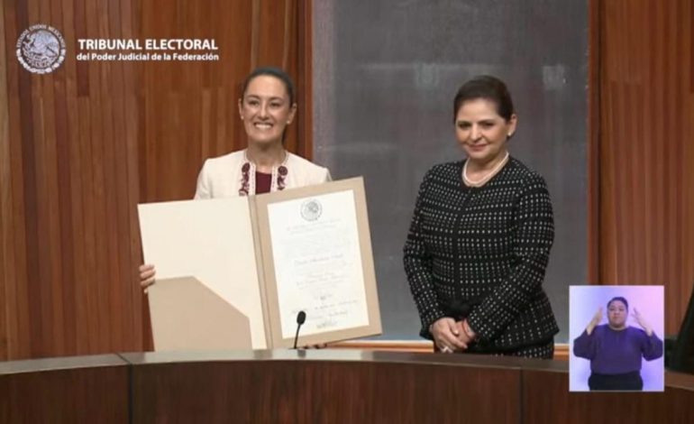 CLAUDIA SHEINBAUM RECIBE CONSTANCIA COMO PRESIDENTA ELECTA DE MÉXICO POR PARTE DEL TRIBUNAL ELECTORAL.