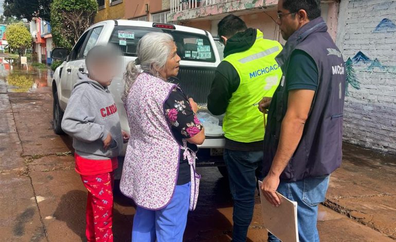 Atiende SSM colonias afectadas por inundaciones en Morelia.