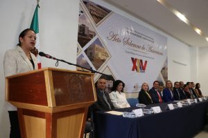 Jeovana Mariela Alcántar Baca, asistió a la ceremonia con motivo del XIV Aniversario de la Unidad Profesional de Ciudad Hidalgo de la UMSNH