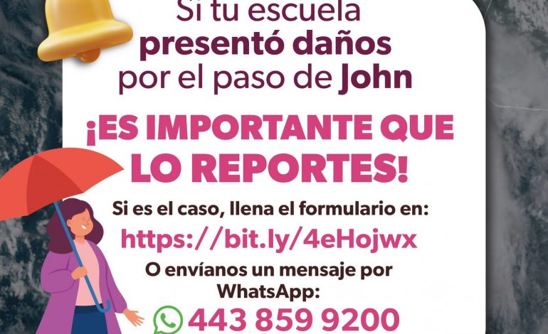 Pide SEE reportar daños en escuelas y mantenerse alerta ante remanentes de John