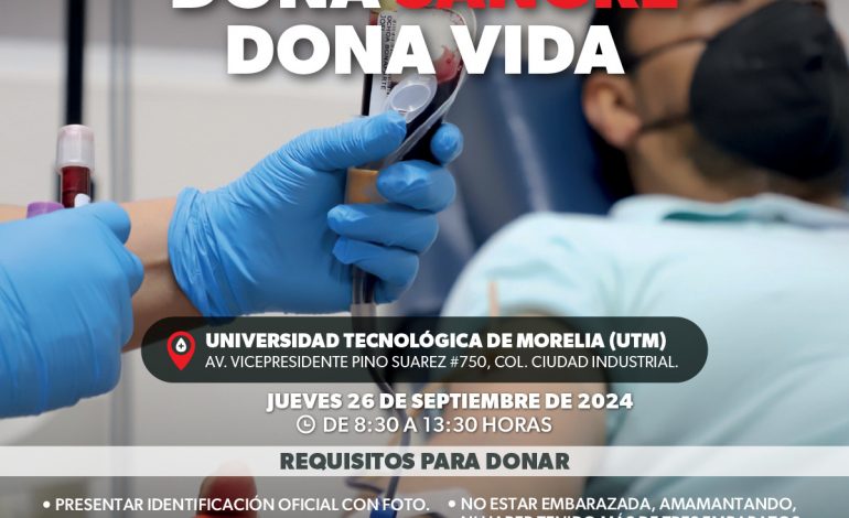 Invita SSM a participar en la colecta de sangre de la UTM