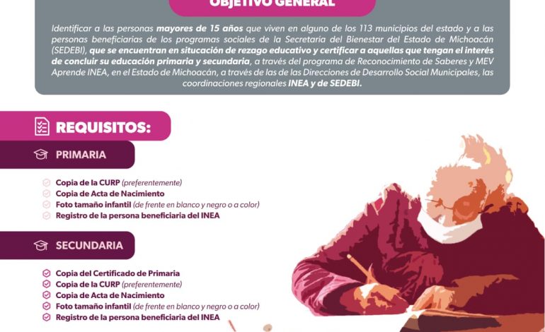 ¿Tienes más de 15 años y no terminaste la primaria o secundaria? Hazlo con este programa de la Sedebi