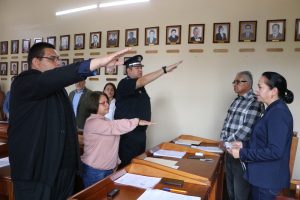 Jeovana Alcántar Baca, toma protesta al secretario del Ayuntamiento, director de Seguridad Pública y Tesorera Municipal.