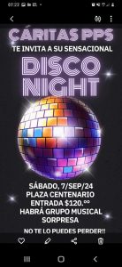 Caritas PPS invita a sensacional Noche Disco