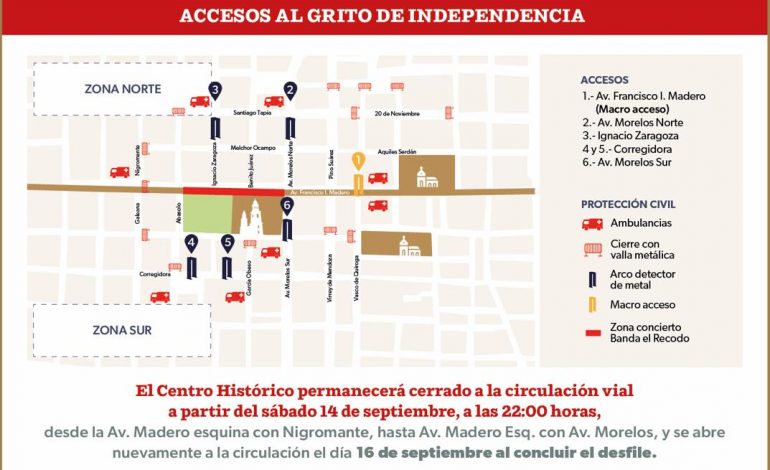 Estos son los cierres viales por las fiestas patrias en el Centro Histórico de Morelia.
