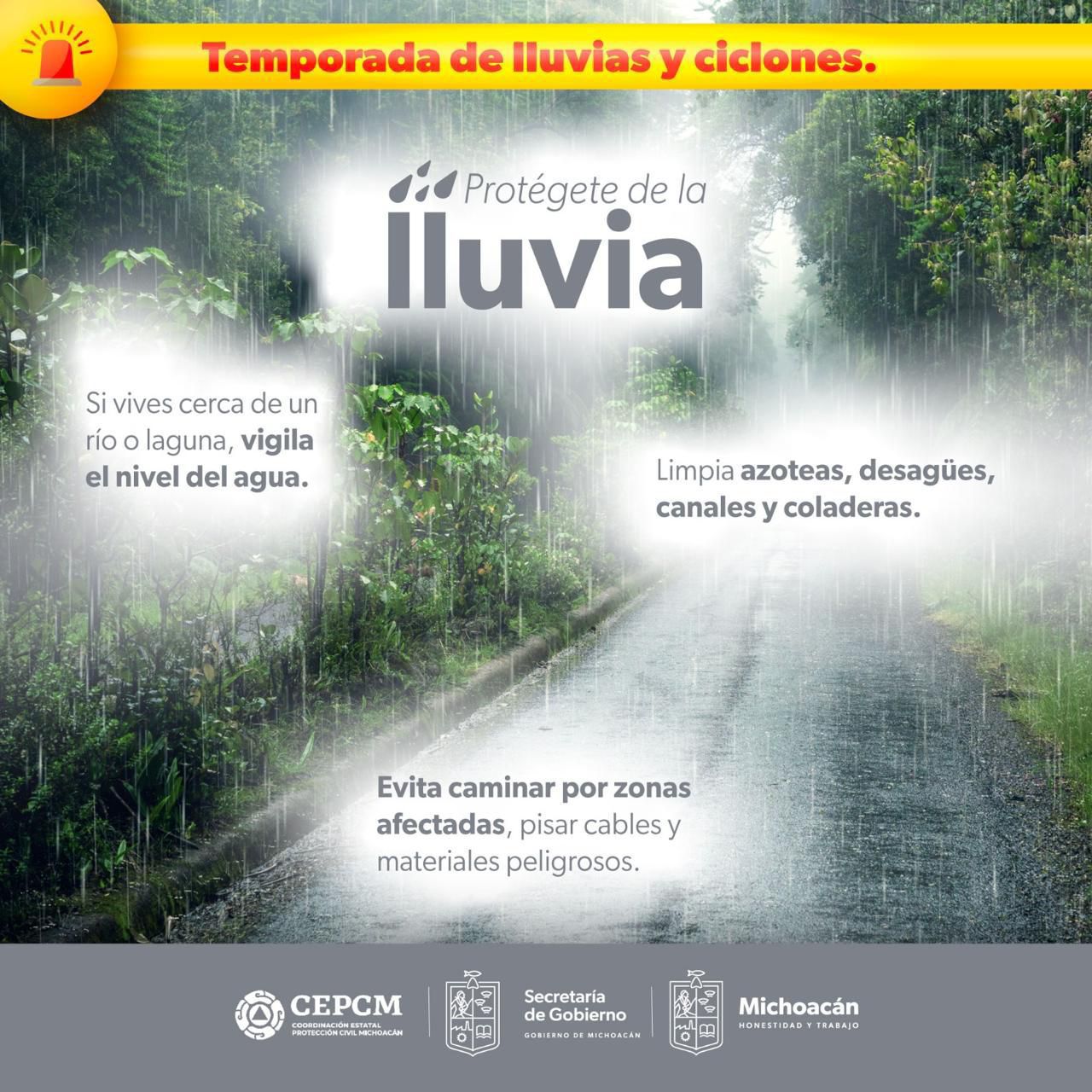 Emiten alerta preventiva para 20 municipios de Michoacán por tormenta tropical John.