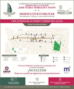 Conoce los accesos y cierres viales por el desfile del 30 de septiembre en Morelia.