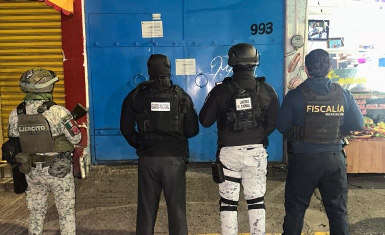 En cateo realizado en Morelia, asegura Fiscalía General droga en un bar relacionado en conductas ilícitas