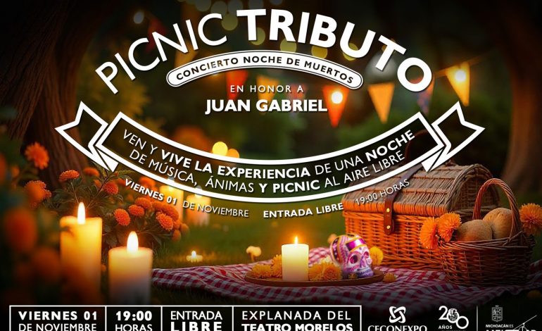 Tributo a Juan Gabriel con picnic en el Ceconexpo, en Noche de Muertos