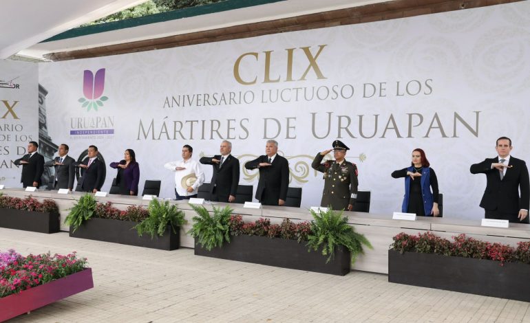 Mártires de Uruapan, ejemplo heroico en la defensa de la soberanía nacional: Bedolla