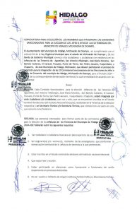 Ayuntamiento, lanzó la convocatoria para la elección de los miembros que integrarán las comisiones sancionadoras para la elección de Jefes de Tenencia.