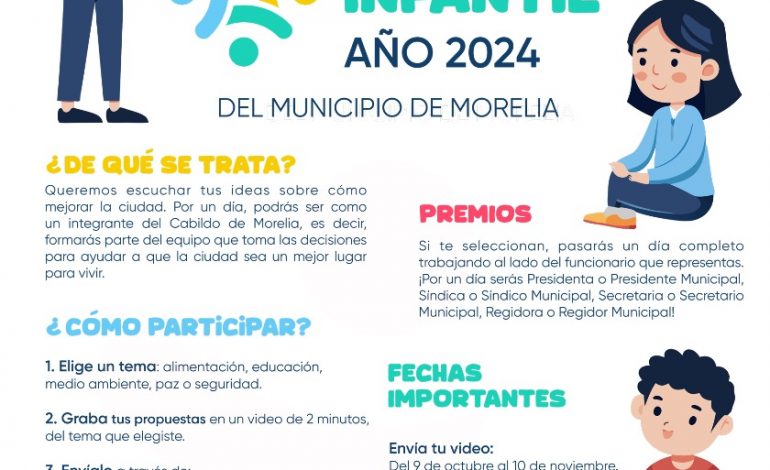 Gobierno de Morelia invita a las niñas y niños a formar parte del Cabildo Infantil 2024