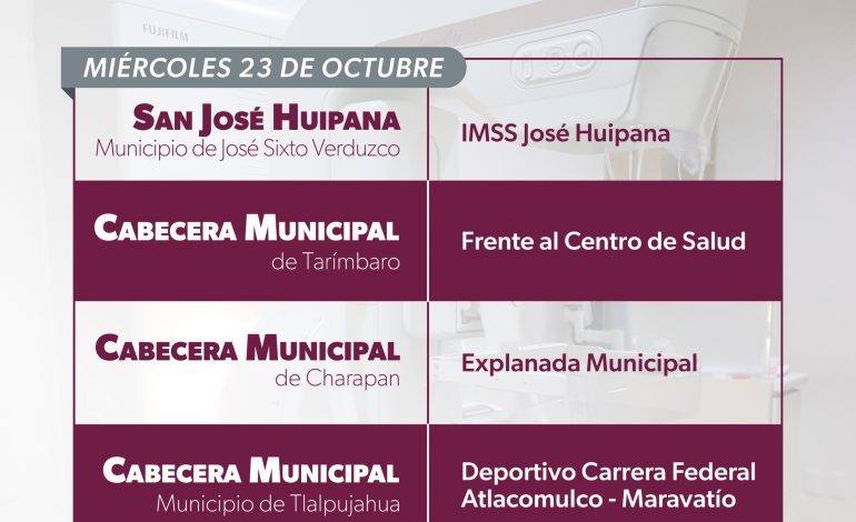 Lleva SSM mastografías gratuitas al interior del estado