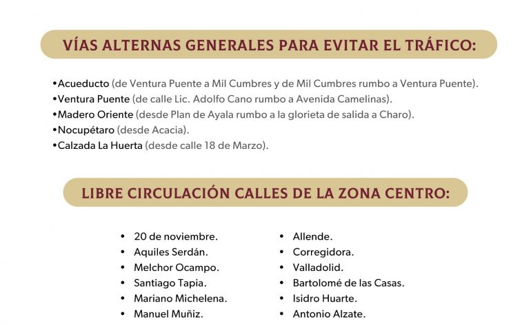 Conoce los cierres y vías alternas por el desfile del 20 de noviembre en el Centro de Morelia: SSP