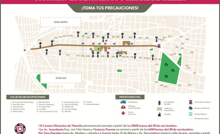 Estos son los accesos al Centro de Morelia por el desfile de la Revolución Mexicana: SSP