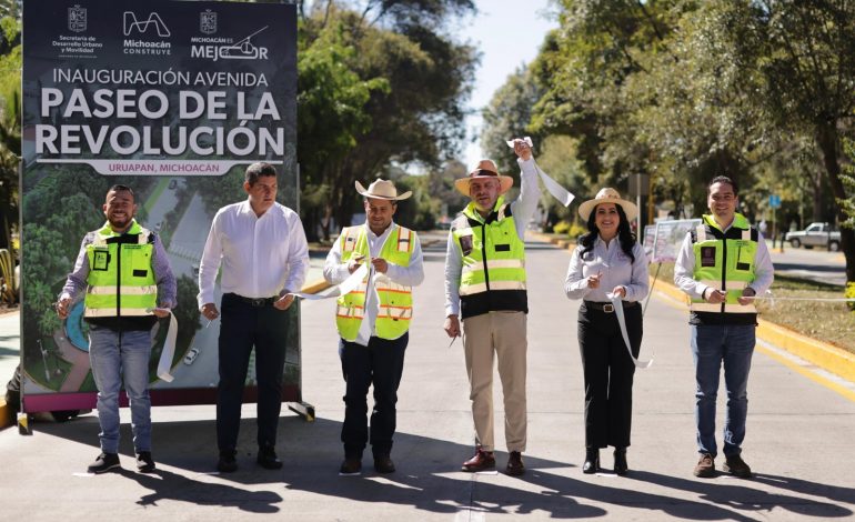Inaugura Bedolla rehabilitación de avenida Paseo de la Revolución en Uruapan.