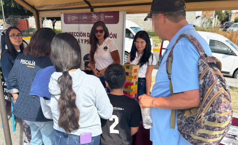 Lleva FGE actividades informativas de prevención de la violencia a habitantes de la colonia Emiliano Zapata, en Morelia