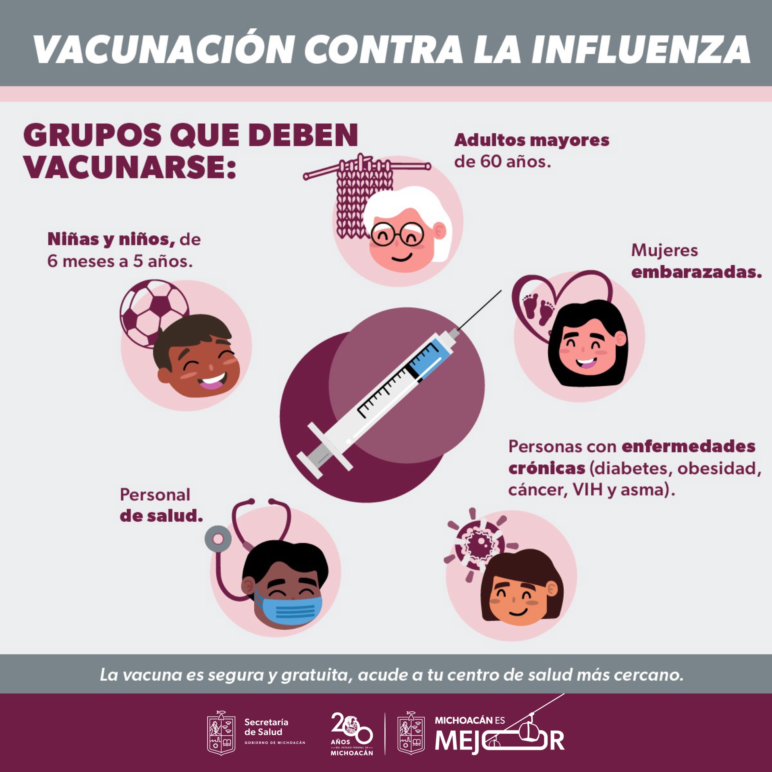 Vacuna contra influenza protege a niñas, niños, adultos y embarazadas: SSM