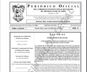 Publica el Comité de Evaluación del Poder Ejecutivo la convocatoria para magistrados y jueces del Poder Judicial