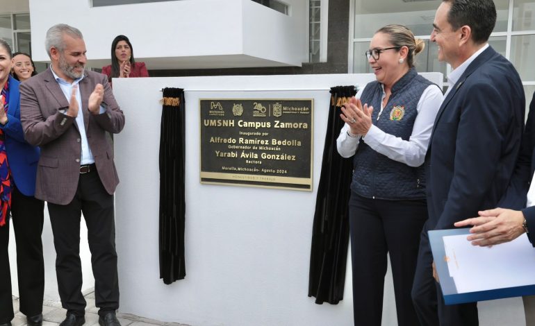 Bedolla inauguró en 2024 campus universitarios de Zamora y Uruapan, tras años de abandono.