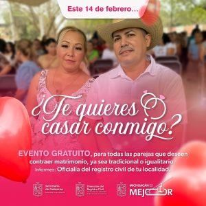 ¿Te quieres casar? Michoacán tendrá bodas colectivas gratis el 14 de febrero