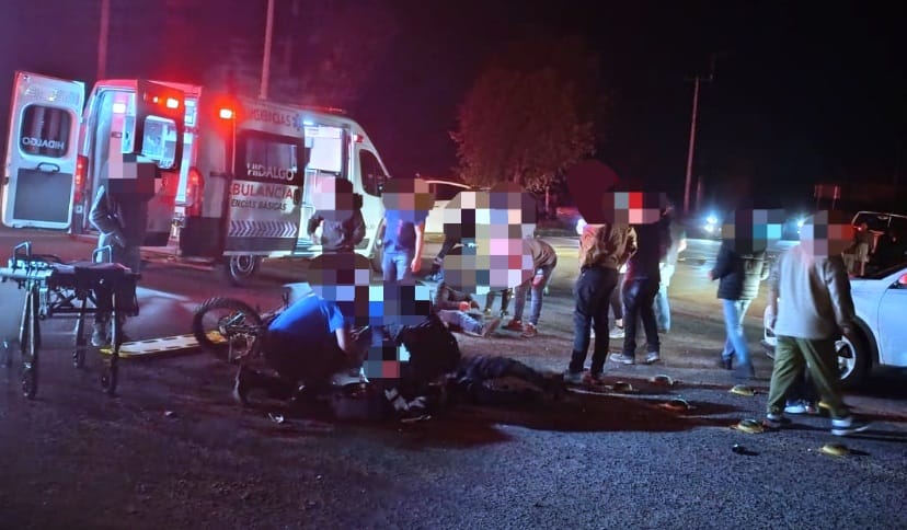 Tres personas resultaron lesionadas en accidente vial en el libramiento norte de Cd. Hidalgo.